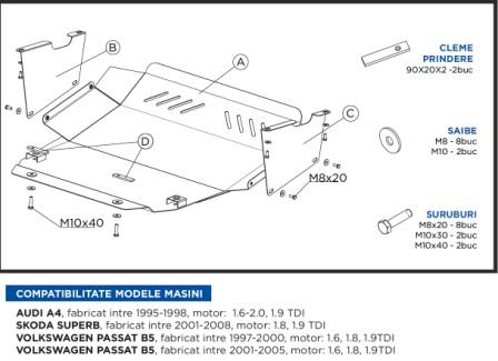 SCUT METALIC PROTECTIE MOTOR VOLKSWAGEN TRANSPORTER, CARAVELLE T4 title=