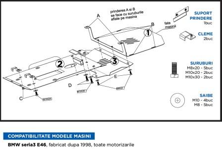 SCUT METALIC PROTECTIE MOTOR BMW SERIA 3 E46 title=