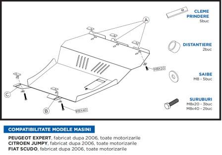 SCUT METALIC PROTECTIE MOTOR CITROEN JUMPY, FIAT SCUDO, PEUGEOT EXPERT  title=