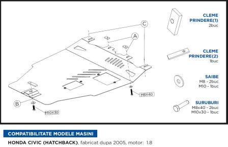 SCUT METALIC PROTECTIE MOTOR HONDA CIVIC  title=