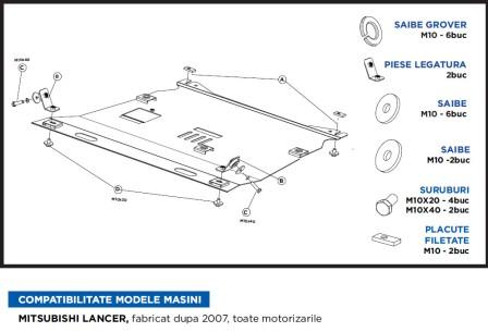 SCUT METALIC PROTECTIE MOTOR MITSUBISHI LANCER title=