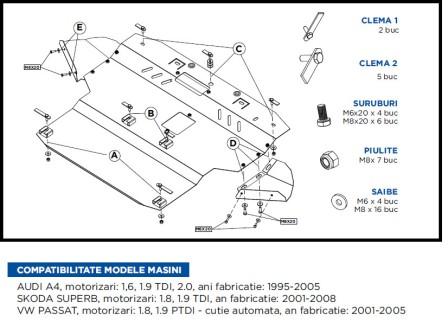 SCUT METALIC PROTECTIE MOTOR SKODA SUPERB, VW PASSAT title=